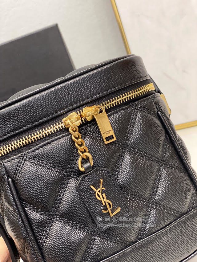 YSL爆款女士包包 聖羅蘭經典款VANITY方形絎縫粒面壓印手袋 YSL環繞式拉鏈化妝包 649779  jjh1118